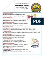 School Holiday Program Jan-Feb 2017
