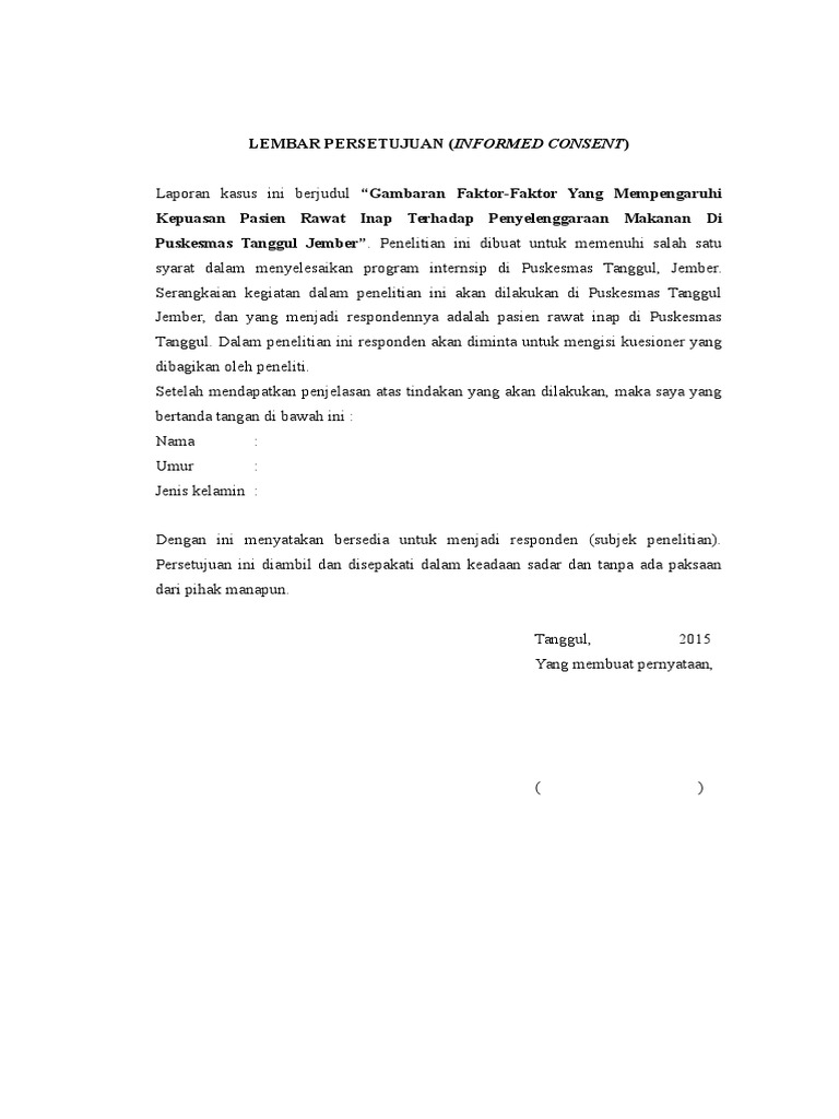 Lembar Persetujuan Penelitian Pasien | PDF | Kesehatan Holistik