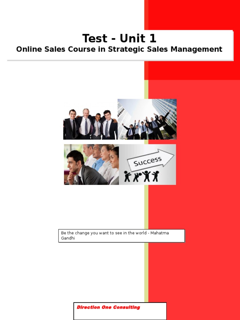 Test - Unit 1: Online Sales Course in Strategic Sales Management | PDF