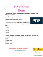 FIN 370 | FIN 370 Final Exam Questions & Answers | Studentwhiz