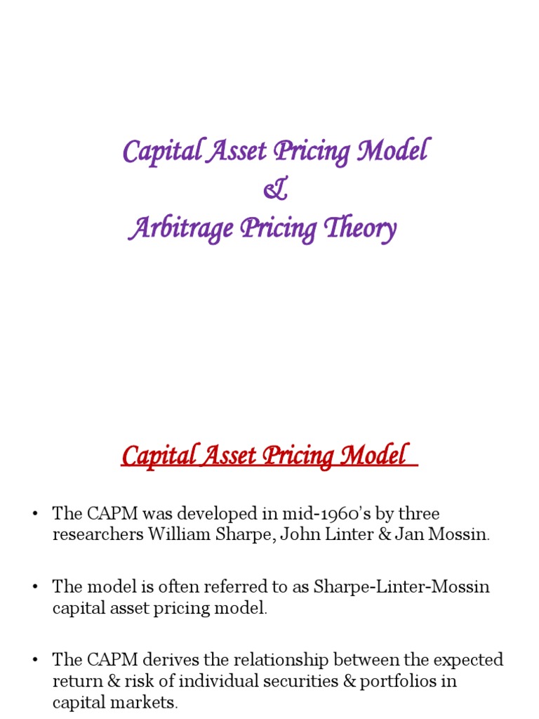 Capital Asset Pricing Model | PDF | Capital Asset Pricing Model | Arbitrage