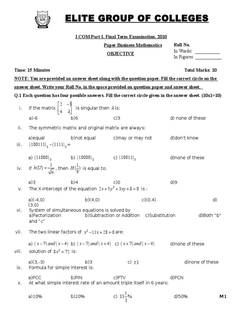 Part I M1 | PDF
