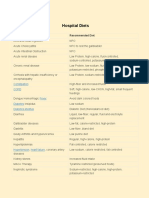 Hospital Diet Guide for Common Disorders & Conditions