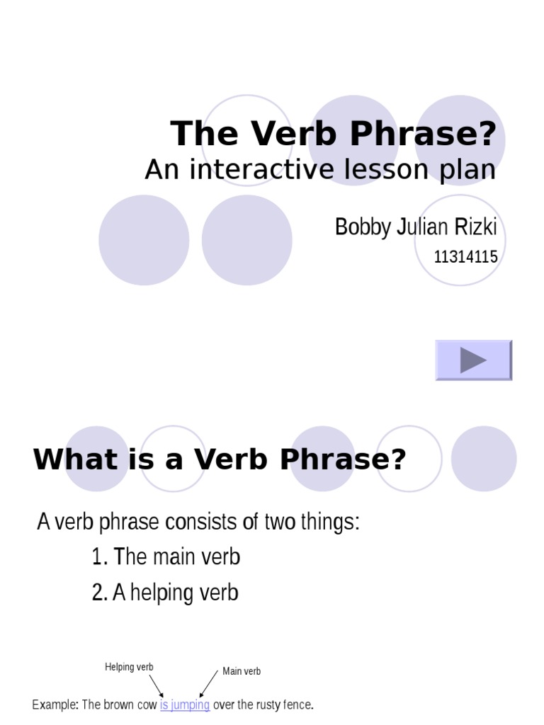 The Verb Phrase?: An Interactive Lesson Plan | PDF | Phrase | Verb