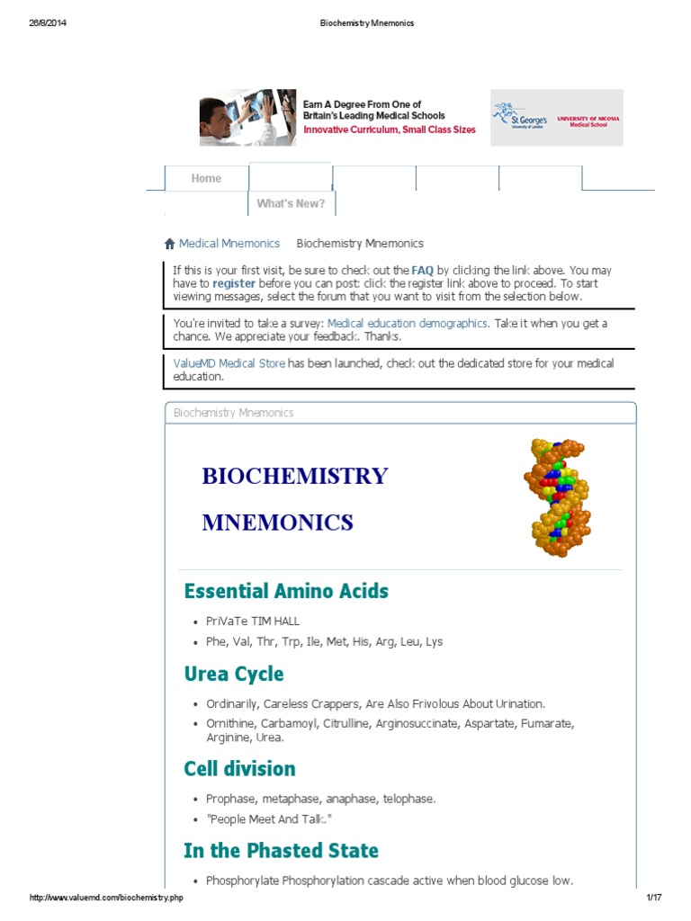 Biochemistry Mnemonics | PDF | Collagen | Citric Acid Cycle