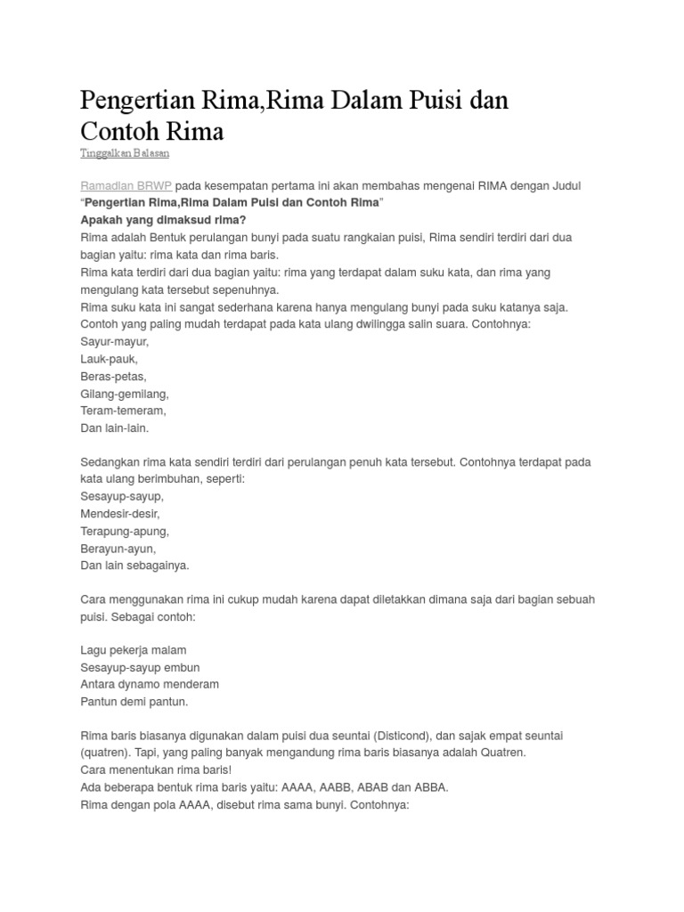 Pengertian Rima