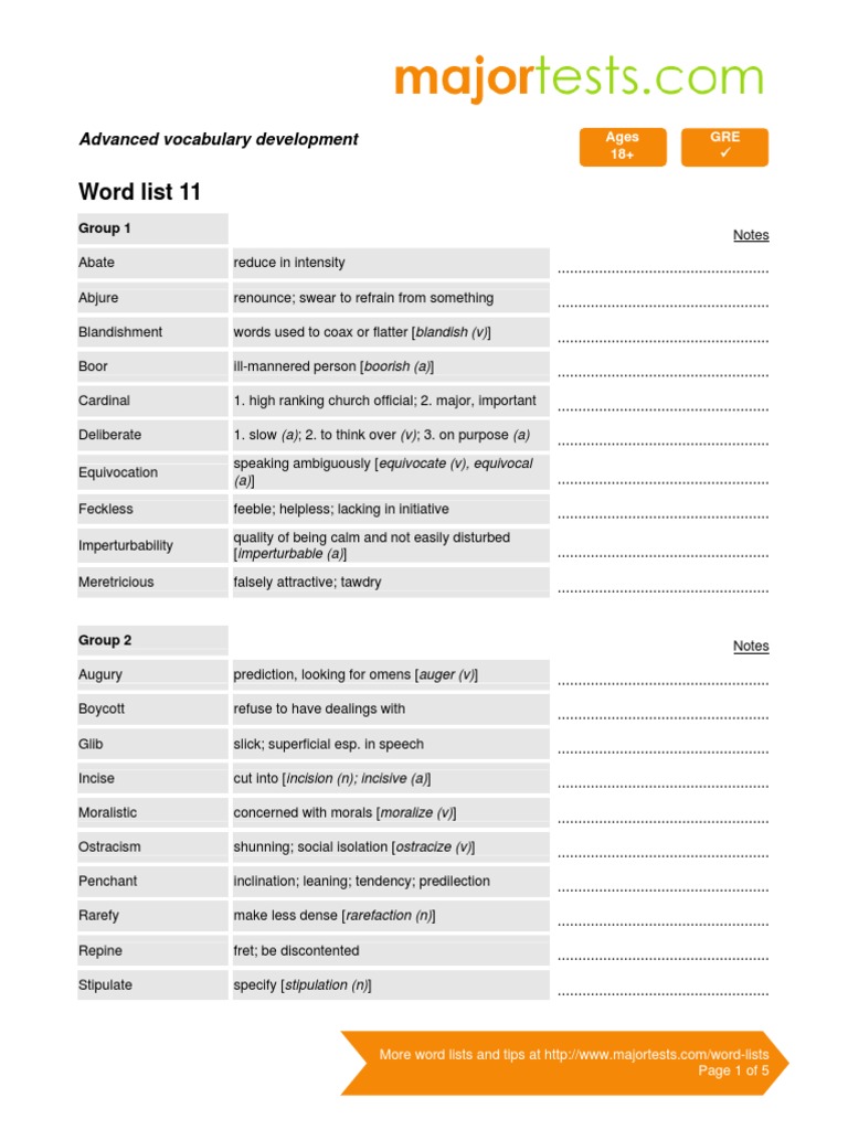 Word List 11 PDF | PDF