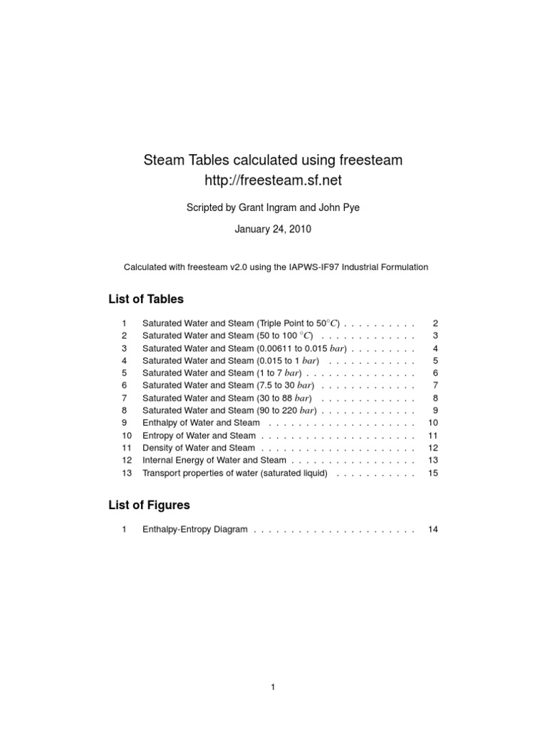 IAPWS IF97 Steam Tables Overview | PDF | Enthalpy | Thermodynamics