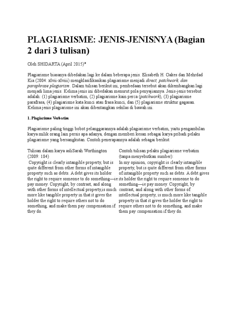 Plagiarism E Pdf Plagiarisme Esai