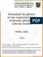 Diversidad de Género en Las Organizaciones: empresas globales, culturas locales. Lidia Heller 2012