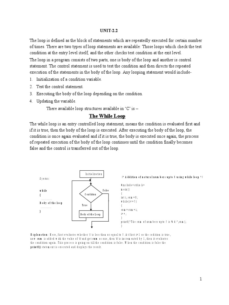 UNIT-2.2: The While Loop | PDF