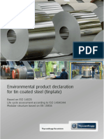 Environmental Product Declaration For Tin Coated Steel Tinplate