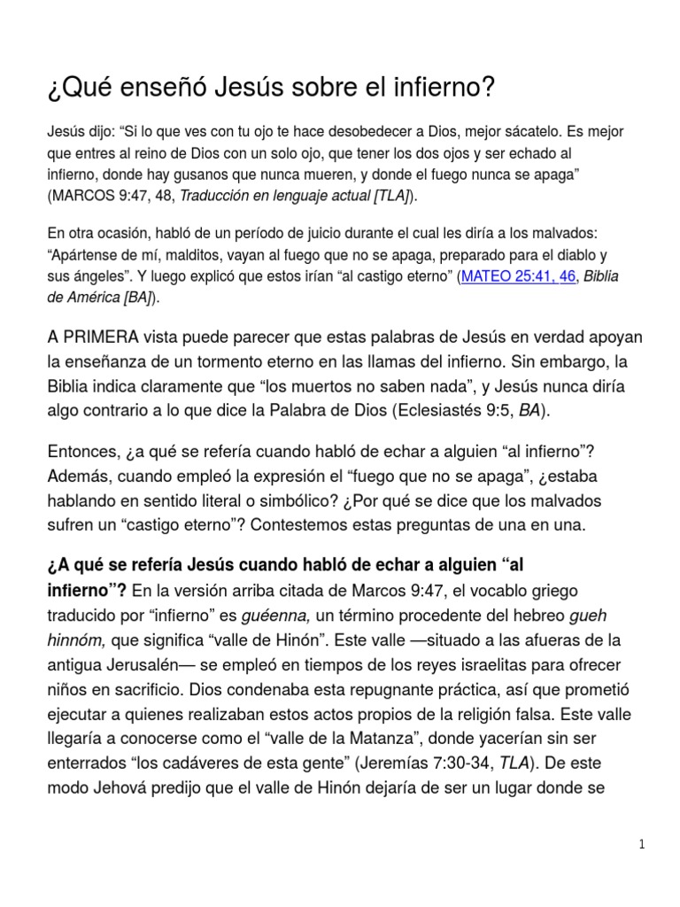 Jesús y la Verdad sobre el Infierno | PDF | Infierno | Jesús