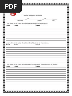 Classroom Management Report for Teacher