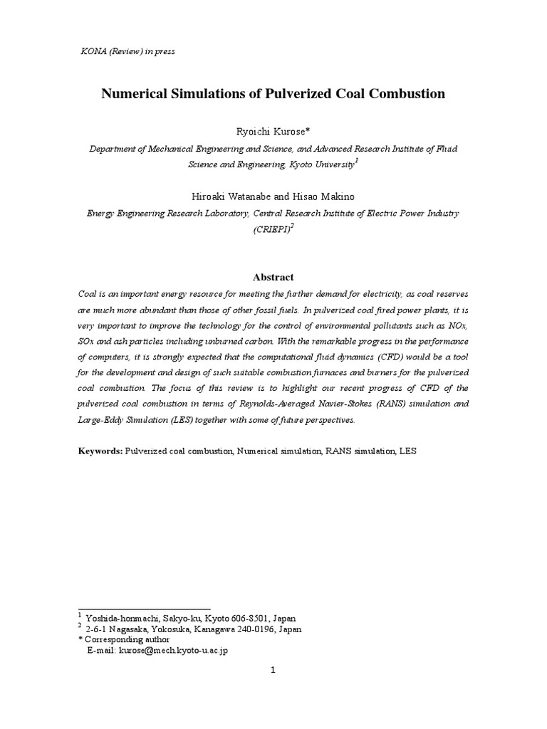 CFD Advances in Pulverized Coal Combustion | PDF | Computational Fluid ...