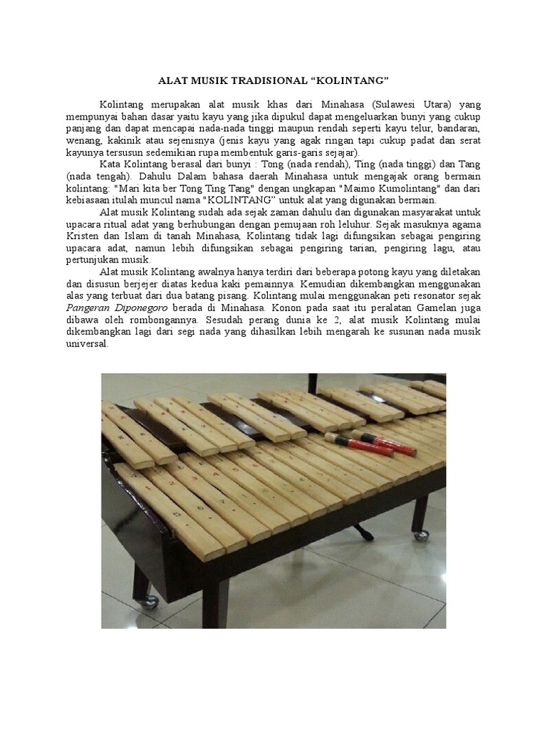 Alat Musik Tradisional Kolintang Berasal Dari Berbagai Alat