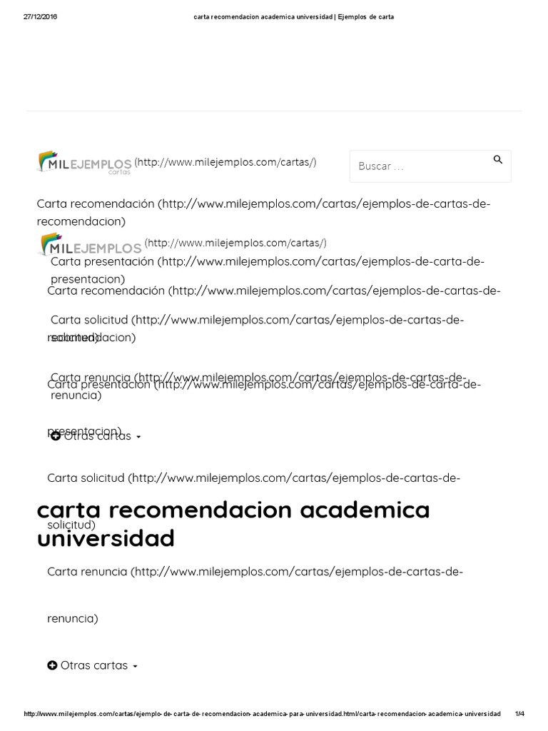 Carta Recomendacion Academica Universidad _ Ejemplos de Carta