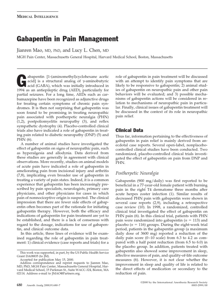is gabapentin effective for lower back pain
