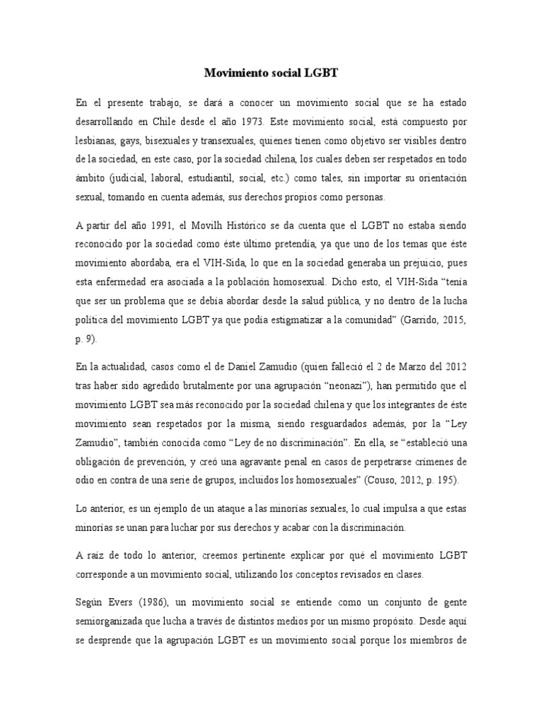 Evolución del Movimiento Social LGBT en Chile | PDF | LGBT | Estudios ...