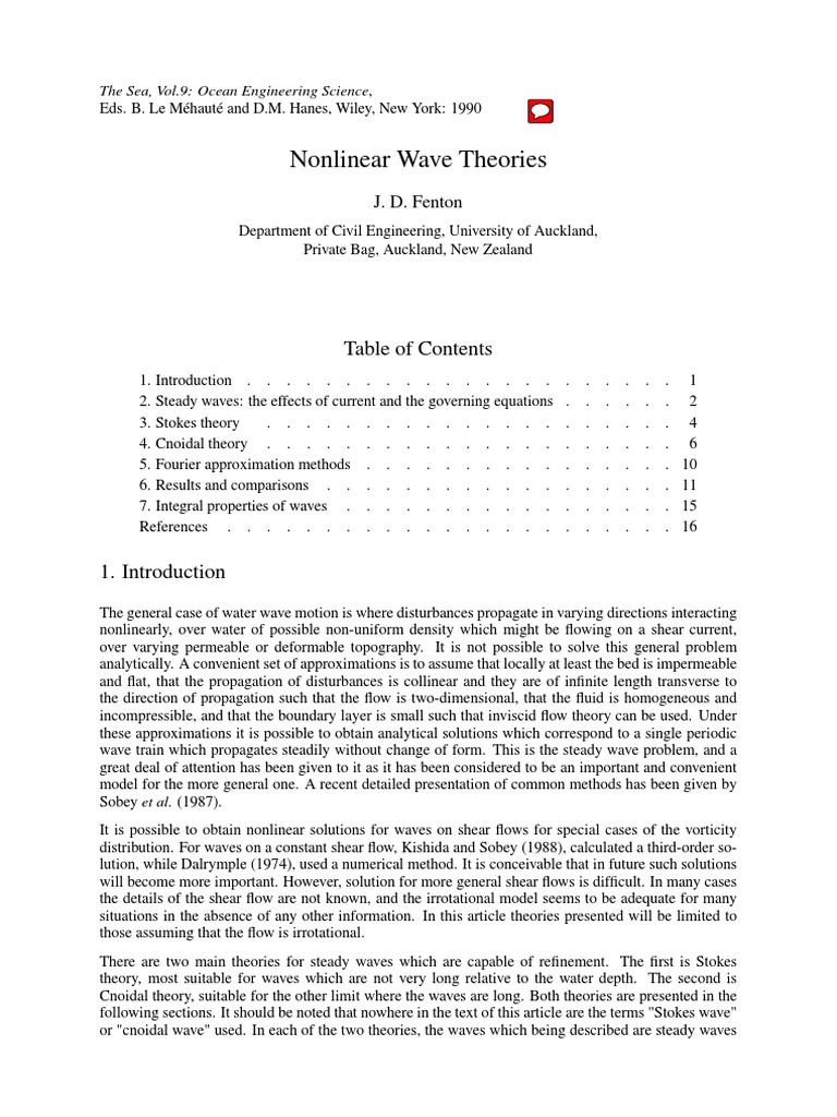 Nonlinear Wave Theories in Ocean Engineering | PDF | Fluid Dynamics | Waves