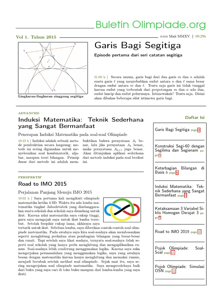 Garis Bagi Segitiga Induksi Matematika Teknik Sederhana Yang
