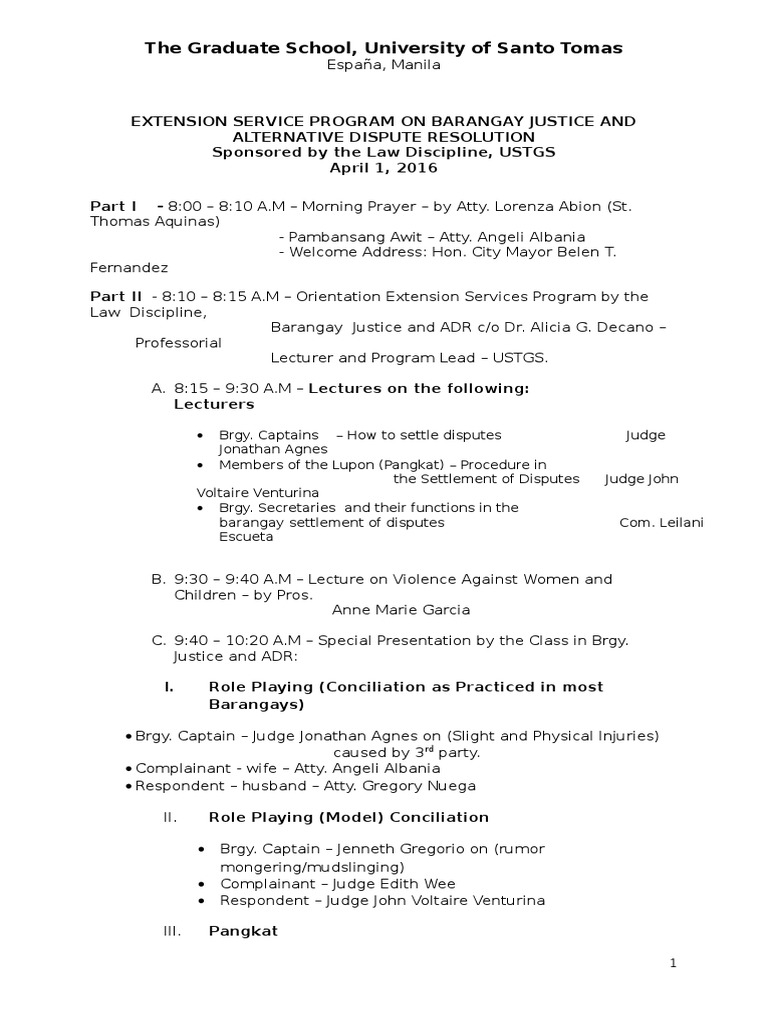 Extension Service Program On Barangay Justice... PDF