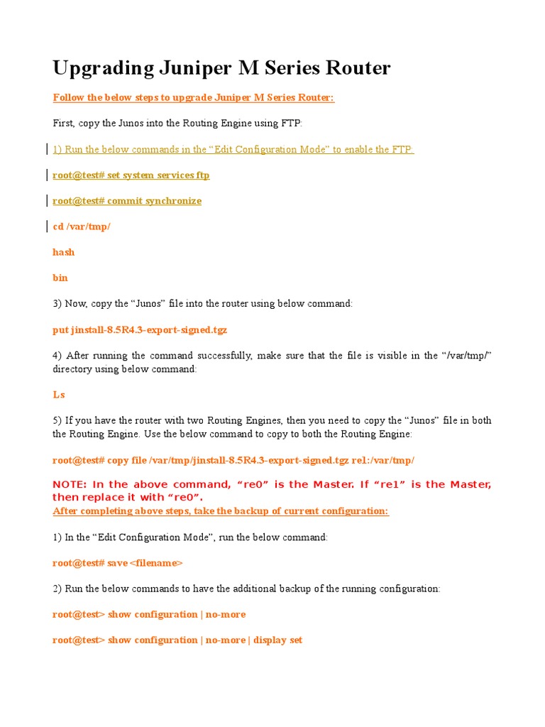 Juniper M Series Router Upgrade Guide | PDF | Booting | Utility Software