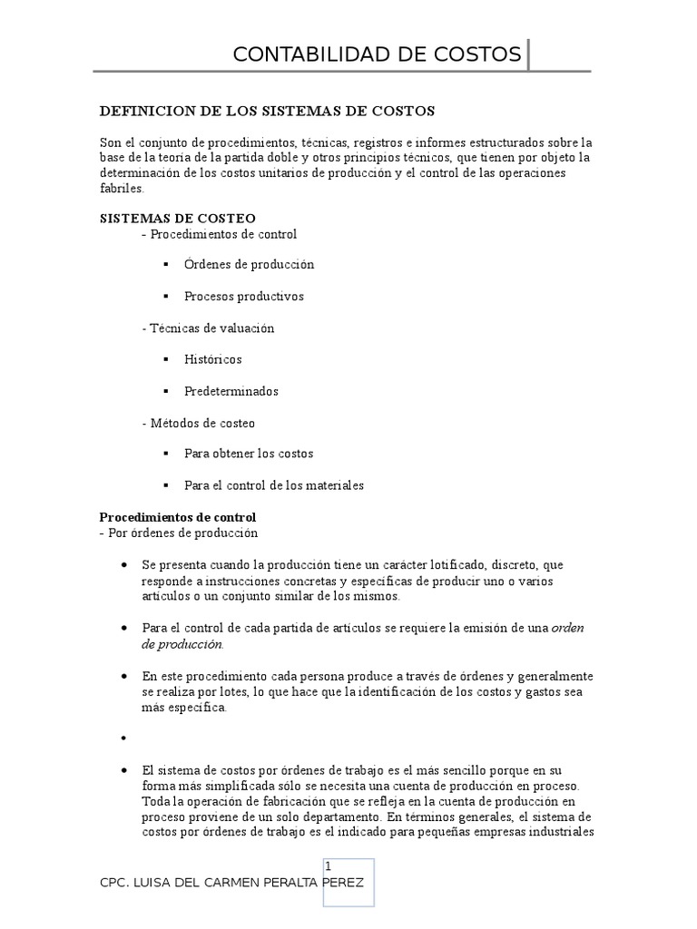 Sistemas de Costos en Contabilidad | PDF | Costo | Presupuesto