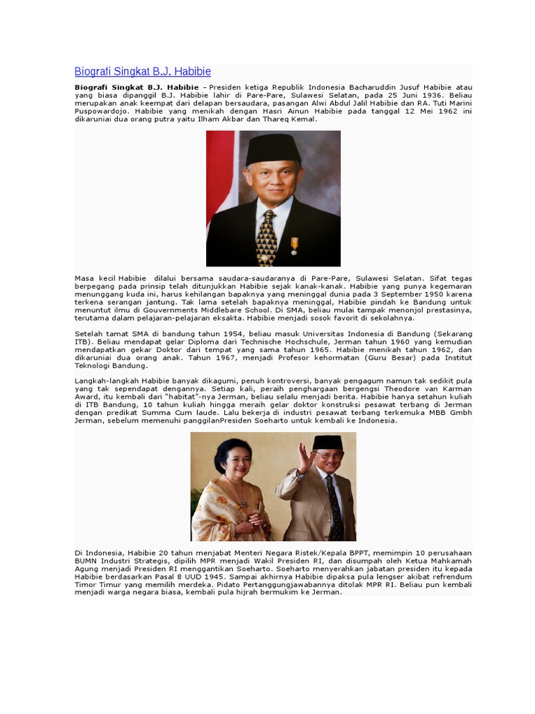Contoh Biografi Habibie Singkat - SuratMenyurat.net