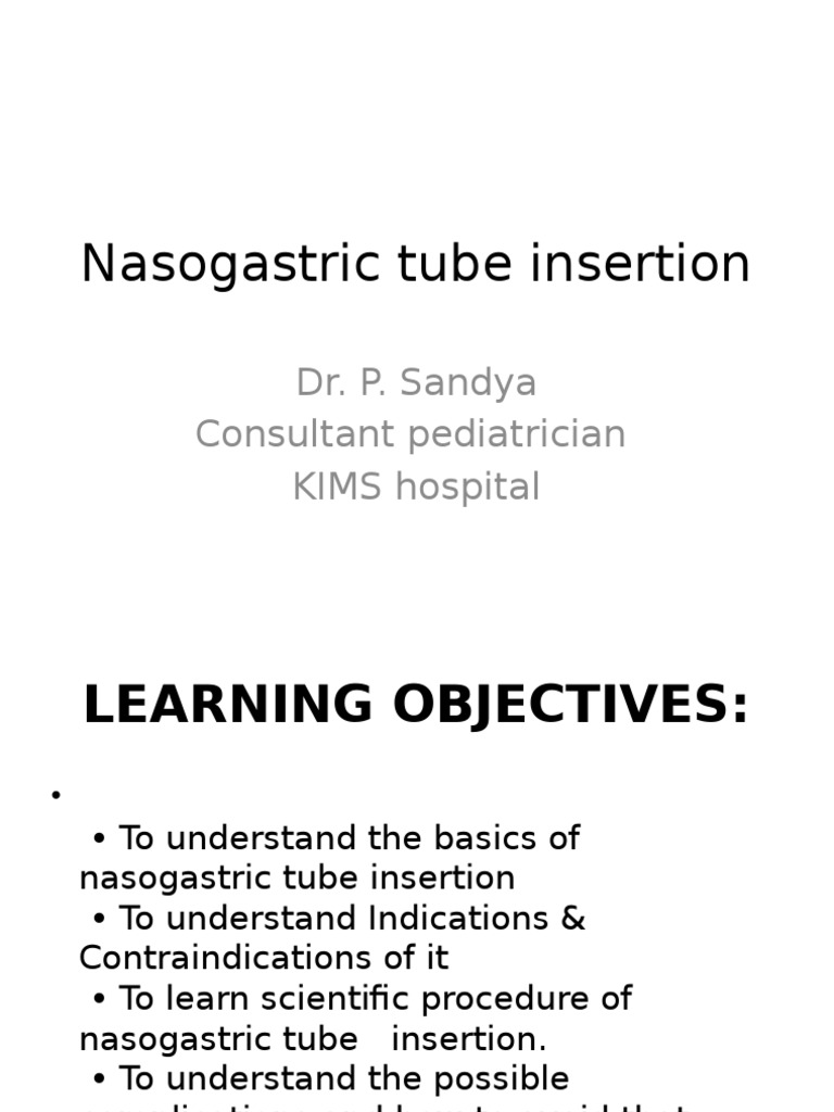 Nasogastric Tube Insertion Diseases And Disorders Health Sciences