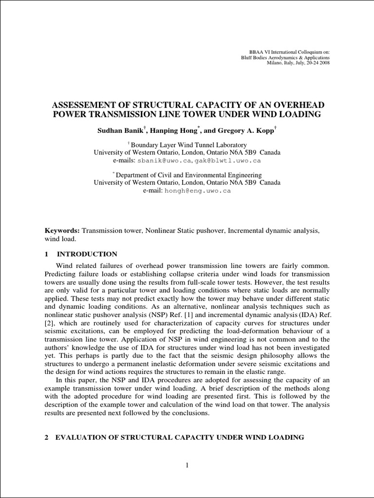 Wind Load Analysis on Transmission Towers | PDF | Solid Mechanics | Physics