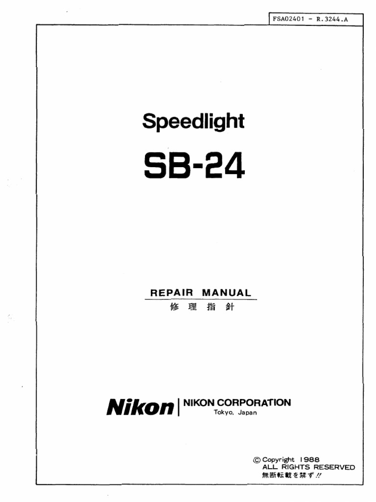 Nikon Sb 24 Repair Manual Pdf Photography Equipment Imaging