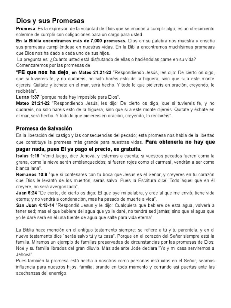 7,000 Promesas de Dios en la Biblia | PDF | Salvación | Cristo (título)