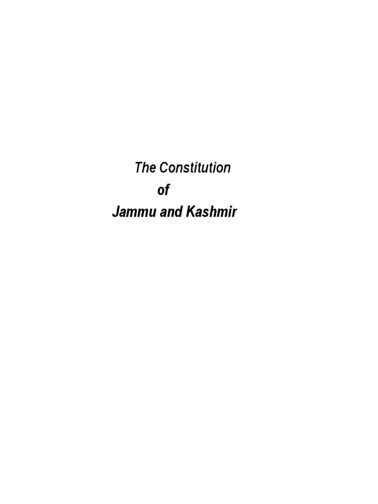 Of Jammu and Kashmir The Constitution PDF