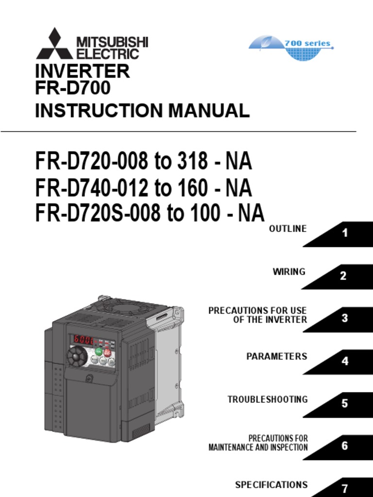 mitsubishi-d700-manual.pdf | Power Inverter | Electrical Wiring