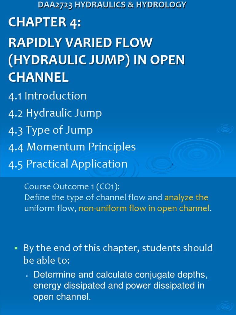 Chap 4 RVF (Hydraulic Jump) PDF Hydraulics Chemistry