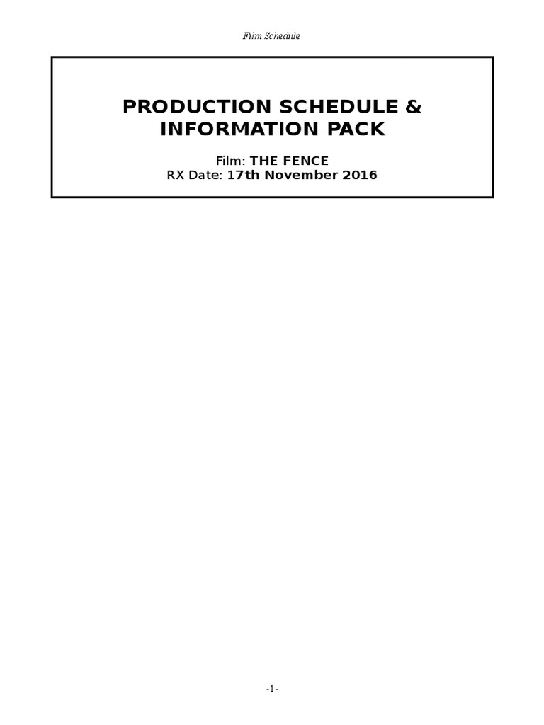 The FENCE - Production Schedule | PDF | Leisure
