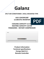 Galanz: AUS-12H53R150P 12.000 Btu Inverter Cooling Capacity 3.5 KW Heating Capacity 3.8 KW Panasonic - Rotary Compressor