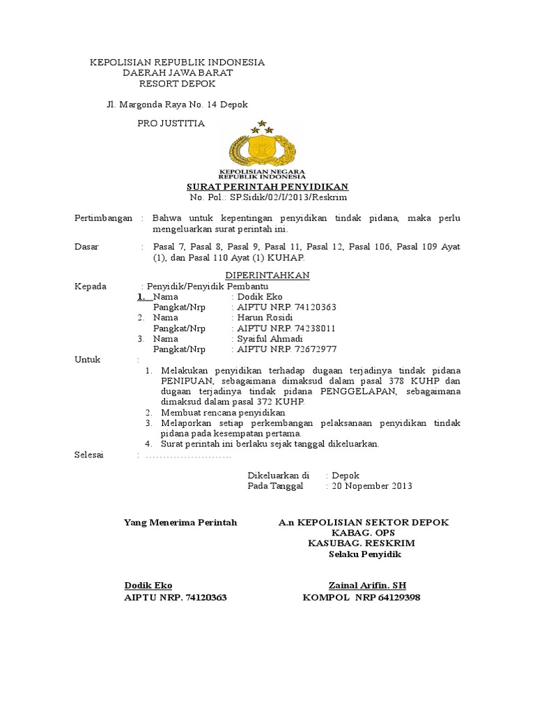 Surat Perintah Penyidikan