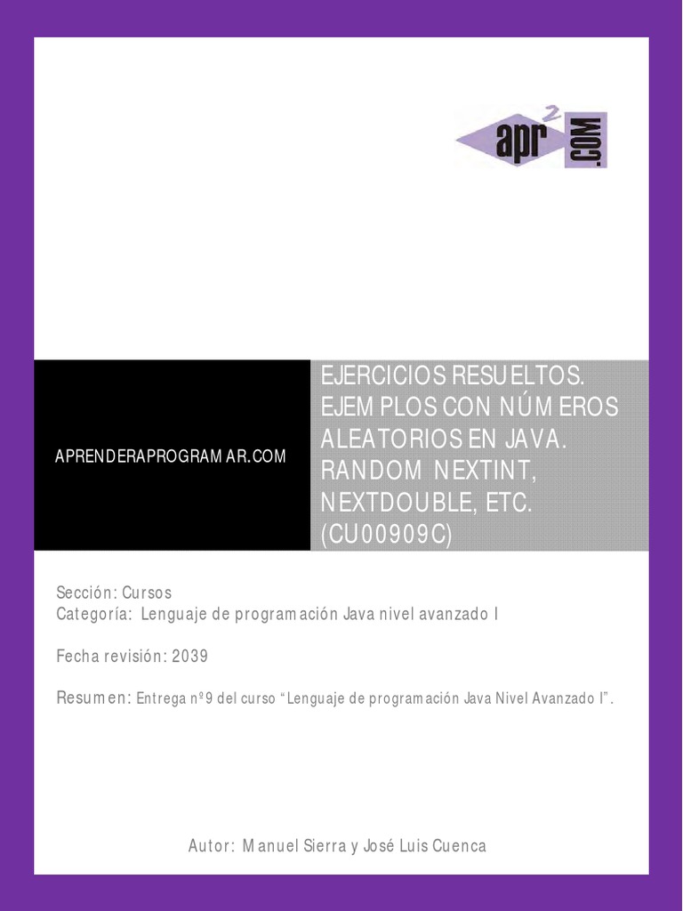 Ejercicios Resueltos, Ejemplos, Numeros Aleatorios Clase Random Java ...
