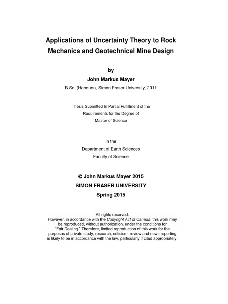 Applications of Uncertainty Theory To Rock Mechanics and Geotechnical ...