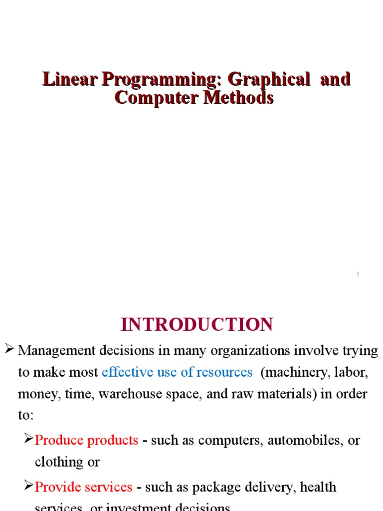 Linear Programming: Graphical and Computer Methods | PDF | Mathematical ...
