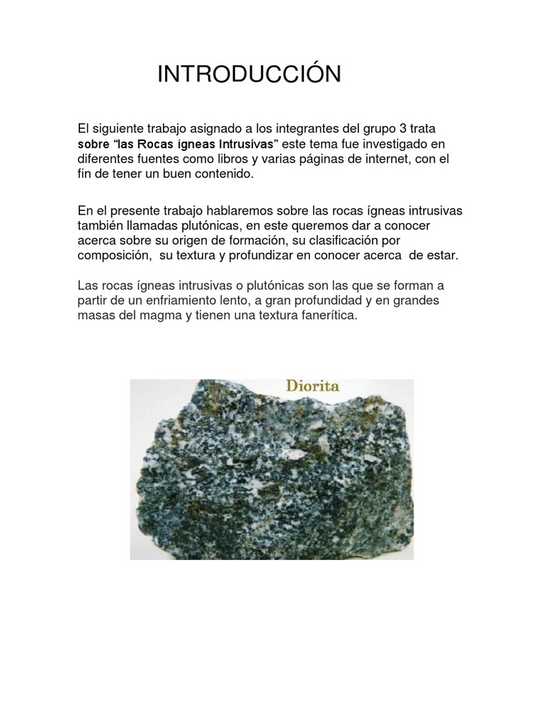 Rocas Igneas Intrusivas PDF | PDF | Magma | Roca ígnea