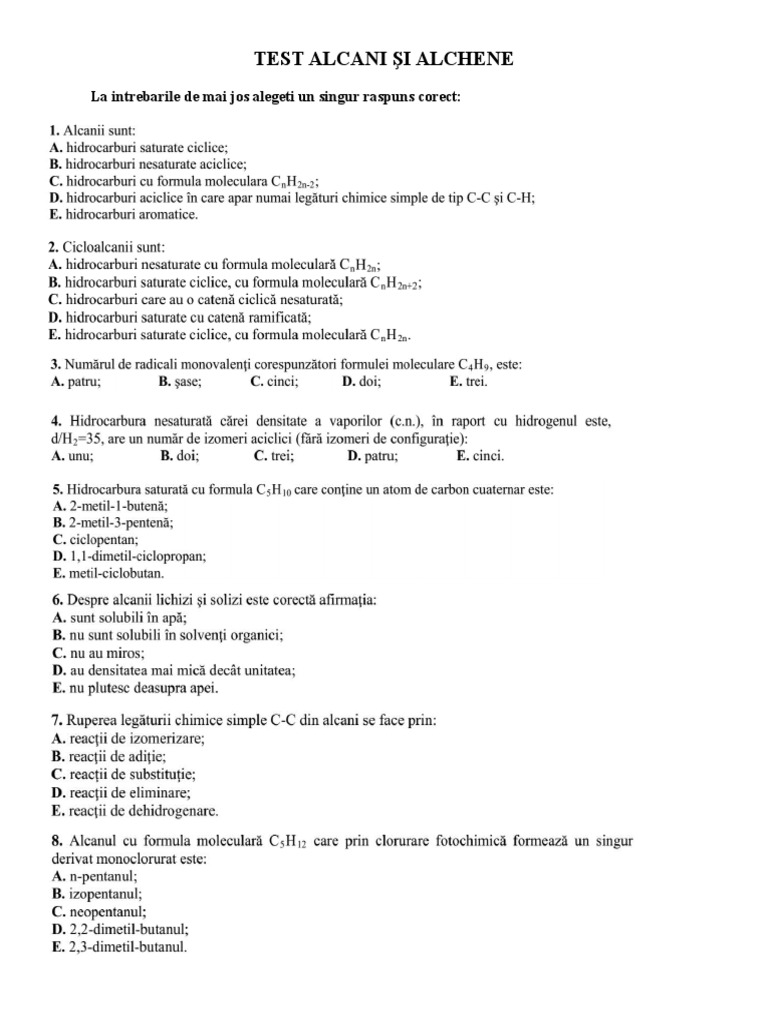 Test Alcani | PDF