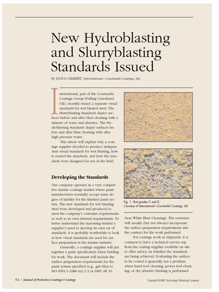 New Hydroblasting and Slurryblasting Standards Issued | PDF | Rust ...