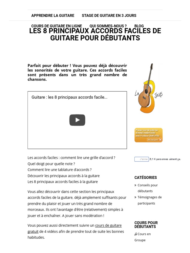 Les accords de la guitare  Accords de guitare, Cours de guitare, Apprendre  la guitare