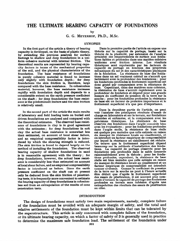 The Ultimate Bearing Capacity of Foundations PDF | PDF | Résistance des ...