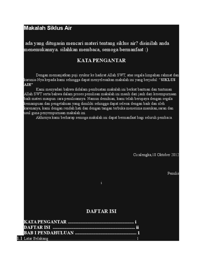 Makalah Siklus Air