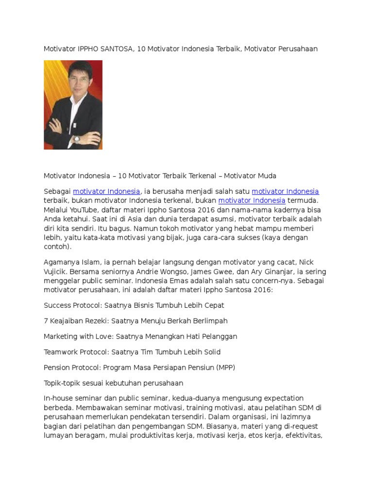 Motivator Ippho Santosa