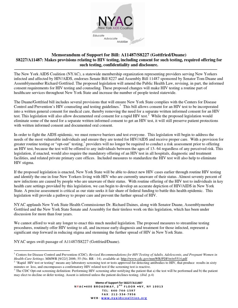 HIV Testing and Counseling Memo of Support_ A11487_S8227 Diagnosis Of